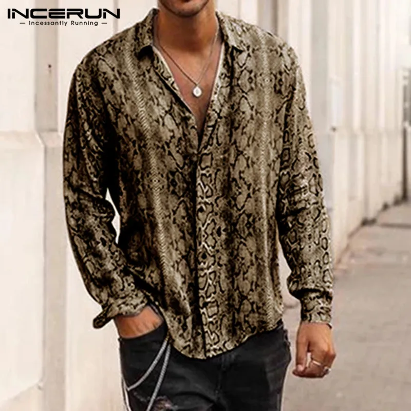 INCERUN 2021 Men Printed Shirt Long Sleeve Streetwear Lapel Button Personality Men Shirts Casual Brand High Quality Tops S-5XL INCERUN 2021 Men Printed Shirt Long Sleeve Streetwear Lapel Button Personality Men Shirts Casual Brand High Quality Tops S-5XL