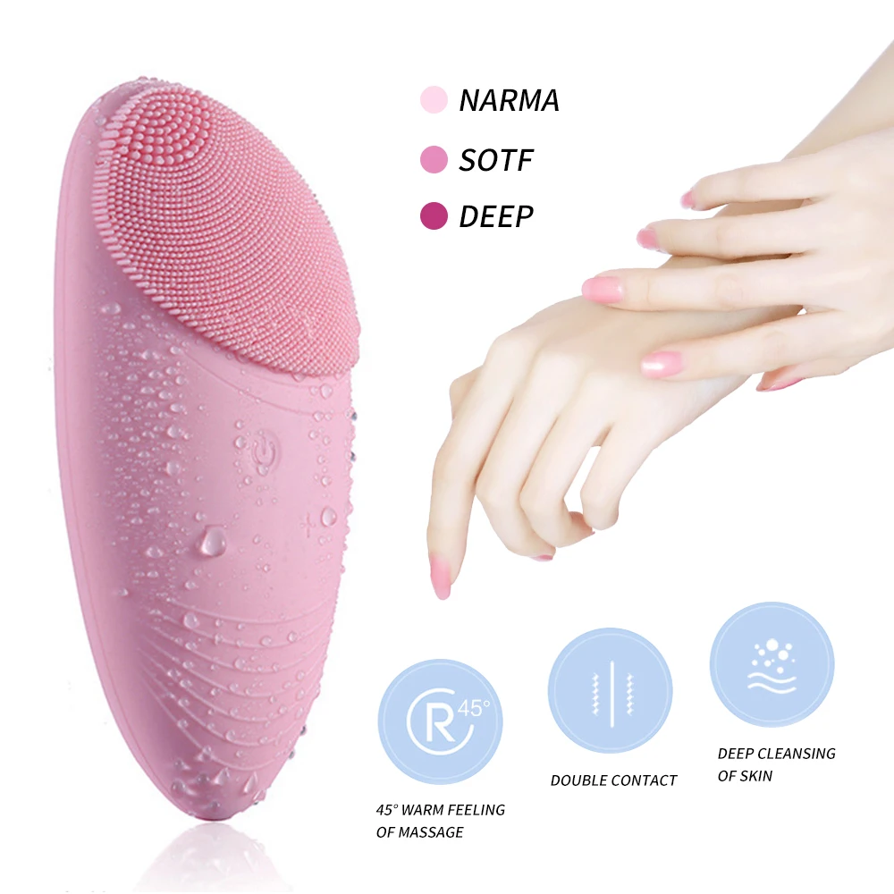 Ultrasonic Vibration Electric Silicone Face Cleansing Brush Skin Blackhead Remover Pore Cleaner Massage Cleansing instrument
Ultrasonic Vibration Electric Silicone Face Cleansing Brush Skin Blackhead Remover Pore Cleaner Massage Cleansing instrument