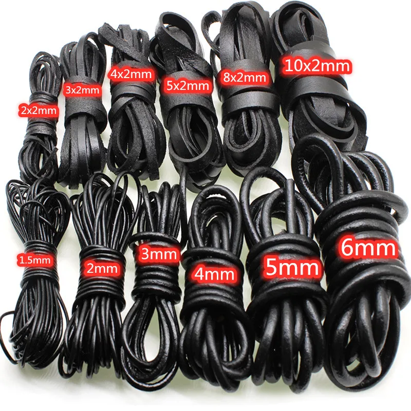 2m 1.5 2 3 4 5 6 8 mm Round Flat Black Genuine Cow Leather Cord Fit Bracelet Necklace Leather Rope String for DIY Jewelry Making
2m 1.5 2 3 4 5 6 8 mm Round Flat Black Genuine Cow Leather Cord Fit Bracelet Necklace Leather Rope String for DIY Jewelry Making
