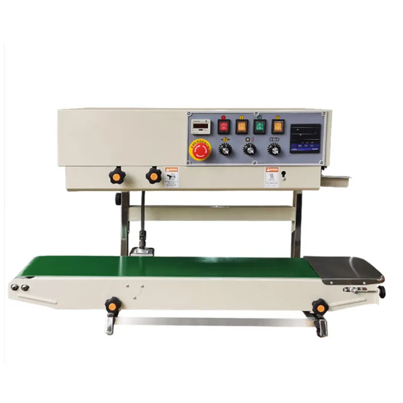 

High speed continuous bag sealer with solid ink printer, sealing machine and date coding machine