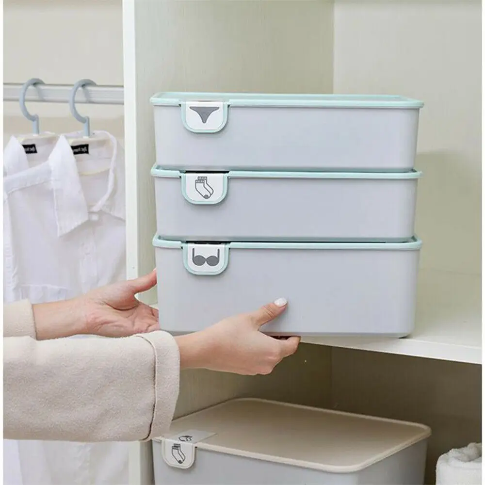 Household Plastic Underwear Storage Box with Mark Compartment Closet Organizer with Cover for Underwear Socks Bra Organizer
Household Plastic Underwear Storage Box with Mark Compartment Closet Organizer with Cover for Underwear Socks Bra Organizer