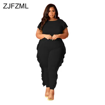 Side Ruffles Patchwork Two Piece Suit Women O Neck Short Sleeve T-Shirt And Bodycon Long Pant Sweatsuit Plus Size Black Outfits
Side Ruffles Patchwork Two Piece Suit Women O Neck Short Sleeve T-Shirt And Bodycon Long Pant Sweatsuit Plus Size Black Outfits