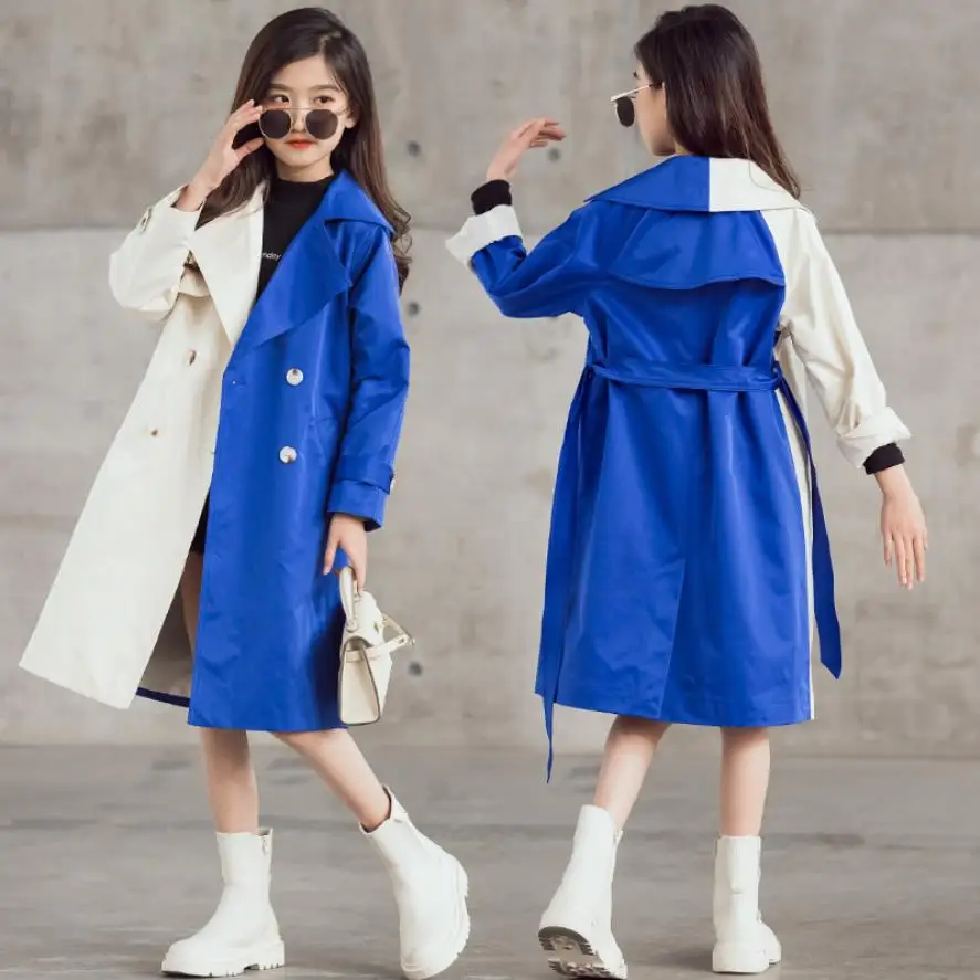 Fashion Children Patchwork Trench Teenage Spring Autumn New Long Coats Baby Girl High Quality Windbreaker 6-16 Years Wz341 
Fashion Children Patchwork Trench Teenage Spring Autumn New Long Coats Baby Girl High Quality Windbreaker 6-16 Years Wz341