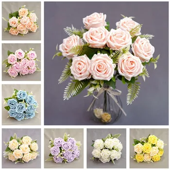 7Pcs Fake Curling Rose (9 heads/bunch) 14.17" Length Simulation Rose Plastic Persian Leaf for Home Wedding Artificial Flowers
7Pcs Fake Curling Rose (9 heads/bunch) 14.17" Length Simulation Rose Plastic Persian Leaf for Home Wedding Artificial Flowers