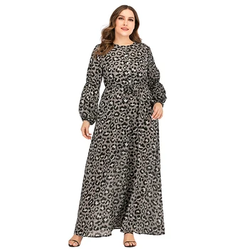 Siskakia Coffee Leopard Long Dress Chiffon Elegant O Neck Lantern Long Slevee Slim Waist lace up Maxi Dresses Spring 2020 New 
Siskakia Coffee Leopard Long Dress Chiffon Elegant O Neck Lantern Long Slevee Slim Waist lace up Maxi Dresses Spring 2020 New