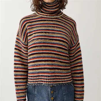 Hit Color Striped Turtleneck Sweater Women 2018 Winter High Neck Wool Blend Womens Sweaters Full Loose Pullover Knitted Jumpers 
Hit Color Striped Turtleneck Sweater Women 2018 Winter High Neck Wool Blend Womens Sweaters Full Loose Pullover Knitted Jumpers