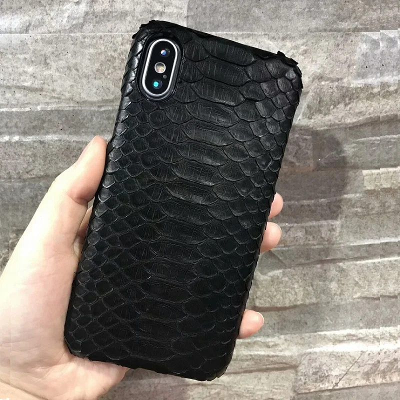 Роскошные Чехлы Solque из натуральной кожи змея питона 3D чехлы для iPhone X XS Max 10