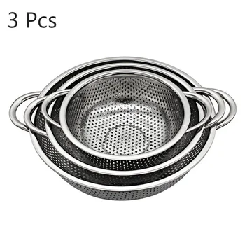 3PCS Stainless Steel Colander Kitchen Strainer With Handle Kitchen Tool for Vegetables Fruit Noodles Washing Multifunction
3PCS Stainless Steel Colander Kitchen Strainer With Handle Kitchen Tool for Vegetables Fruit Noodles Washing Multifunction