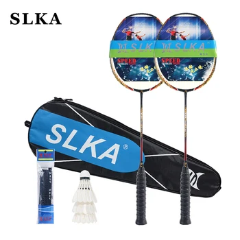 

SLKA 1 Pair Professional Japanese Carbon Badminton Racket Strung High Tension Power Attack Men's Badminton Racquet Set 32LBS 87g