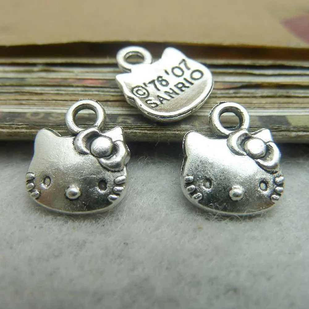 Подвески в виде котенка 10 мм x 13 50 шт.|charm pendant|cat charms pendantspendants jewelry making |