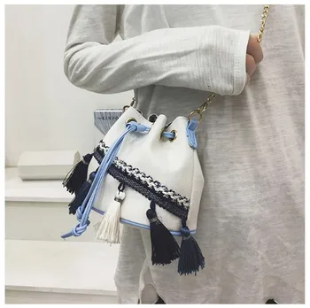 2019 spring and summer Korean fashion canvas bucket bag national wind tassels drawstring handbags shoulder diagonal small bag
2019 spring and summer Korean fashion canvas bucket bag national wind tassels drawstring handbags shoulder diagonal small bag