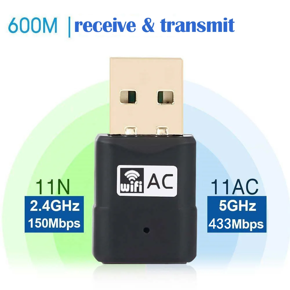 USB Wifi Adapter For PC 600Mbps Dual Frequency 2.4G/5.8GHz Wireless Wi-fi Receiver Transmitter 5ghz Antenna Wifi Dongle AC
USB Wifi Adapter For PC 600Mbps Dual Frequency 2.4G/5.8GHz Wireless Wi-fi Receiver Transmitter 5ghz Antenna Wifi Dongle AC