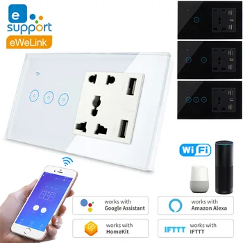 Wifi Smart Touch Switch with Universal Socket USB Port Work with Amazon Alexa Google Home eWeLink 1 2 3 Gang Wall Switch Socket
Wifi Smart Touch Switch with Universal Socket USB Port Work with Amazon Alexa Google Home eWeLink 1 2 3 Gang Wall Switch Socket