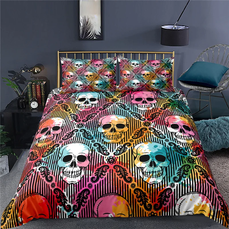 Luxury 3D Colorful Skull Print 2/3Pcs Bedding Sets Comfortable Duvet Cover Pillowcase Home Textile Queen and King EU/US/AU Size
Luxury 3D Colorful Skull Print 2/3Pcs Bedding Sets Comfortable Duvet Cover Pillowcase Home Textile Queen and King EU/US/AU Size