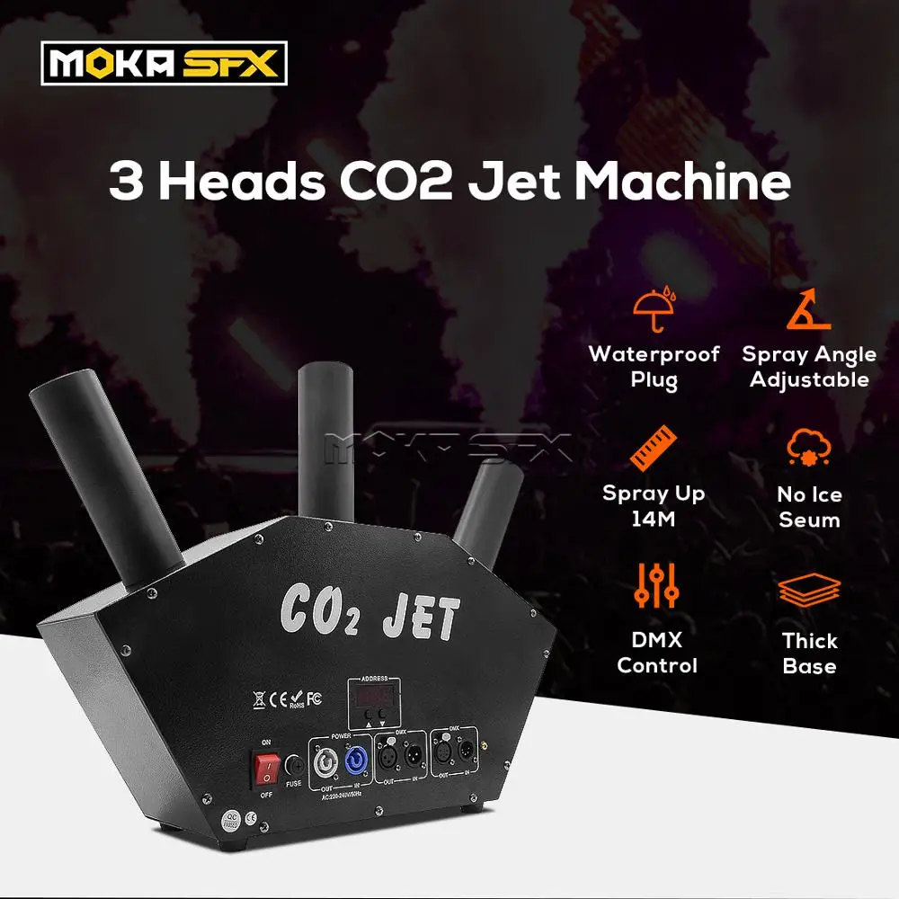 2 шт./лот 3 головки CO2 Jet DMX контроль спецэффектов Cryo Co2 Fog Machine Оборудование для DJ