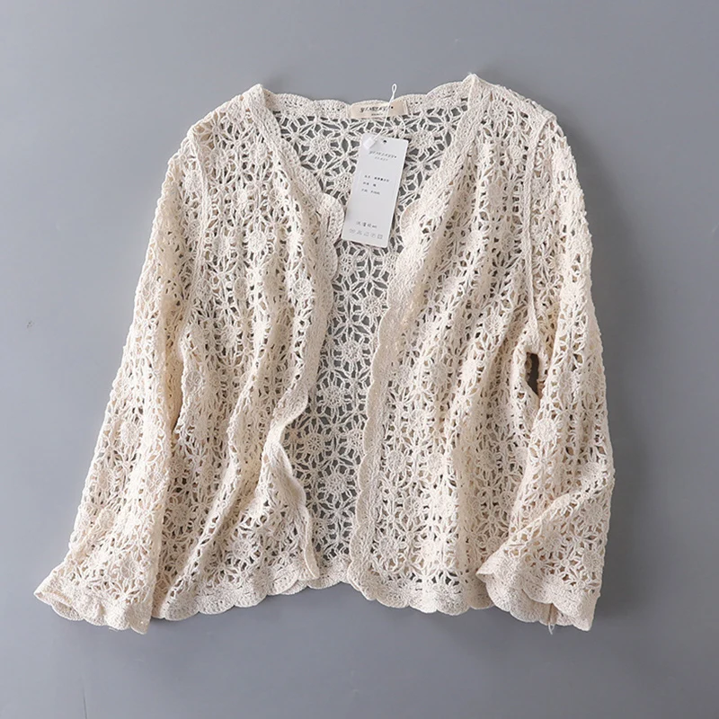 Summer Sunflower Cotton Hollow Out T-Shirt Women Solid Color Three Quarter Seeved Lace Beach Shawl Cardigan Tops Tees U524
Summer Sunflower Cotton Hollow Out T-Shirt Women Solid Color Three Quarter Seeved Lace Beach Shawl Cardigan Tops Tees U524