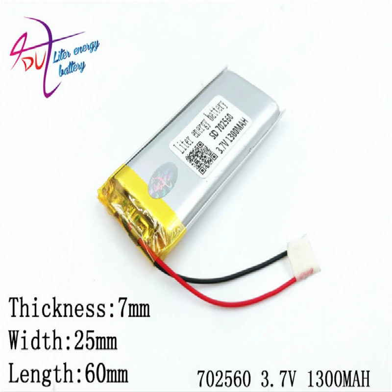 Liter energy battery 3.7V 702560 1300mah lithium polymer battery charging device lighter point reading pen recorder
Liter energy battery 3.7V 702560 1300mah lithium polymer battery charging device lighter point reading pen recorder