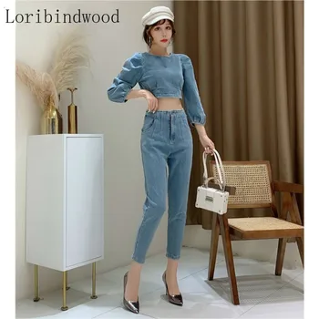 spring Sexy Denim Two Piece Set Women Fashion Round Neck 3/4 Sleeve Navel Top + High Waist Denim Pencil Pants 2 Piece sets
spring Sexy Denim Two Piece Set Women Fashion Round Neck 3/4 Sleeve Navel Top + High Waist Denim Pencil Pants 2 Piece sets