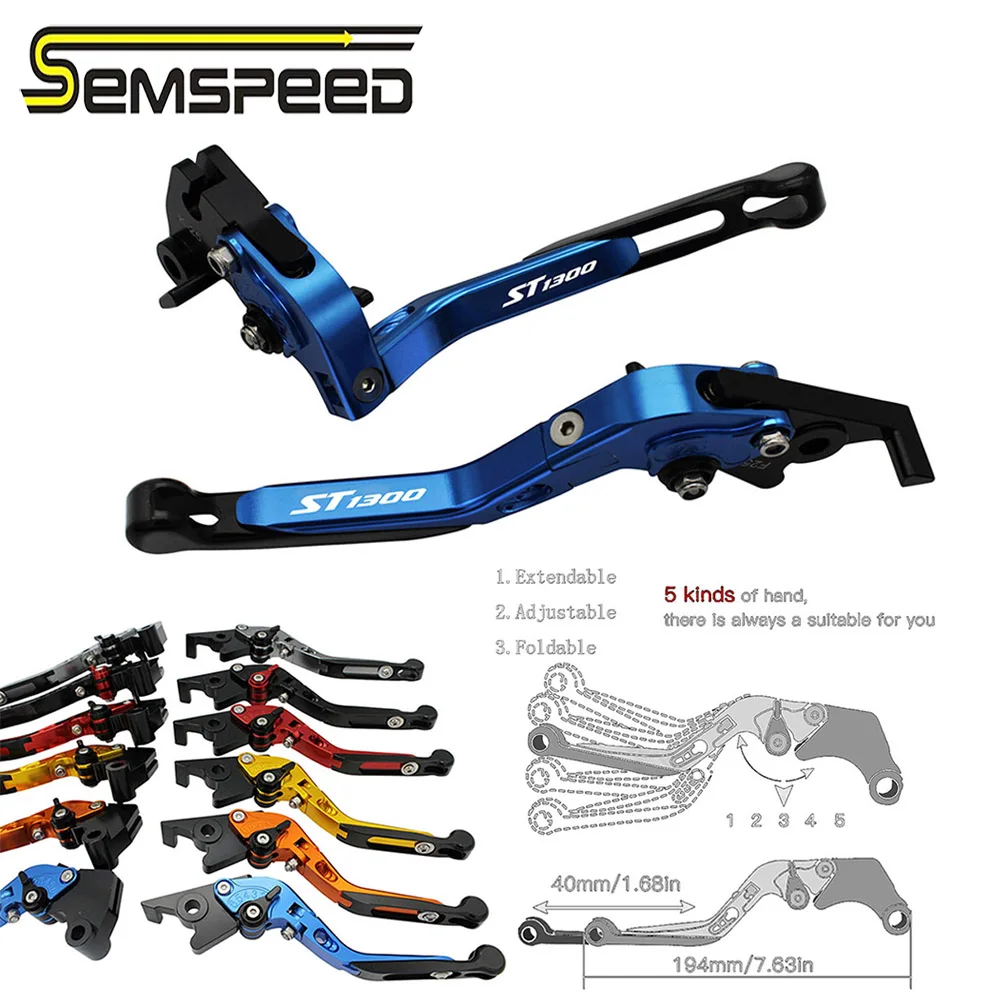 Складные Выдвижные рычаги тормозной муфты SEMSPEED ST1300 с логотипом CNC для Honda ST1300/ST1300A