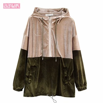 Stitching Velvet Hooded Hooded Harajuku Women's Jacket Simple Drawstring Stitching Chic Versatile Metallic Color Female Coat Top
Stitching Velvet Hooded Hooded Harajuku Women's Jacket Simple Drawstring Stitching Chic Versatile Metallic Color Female Coat Top