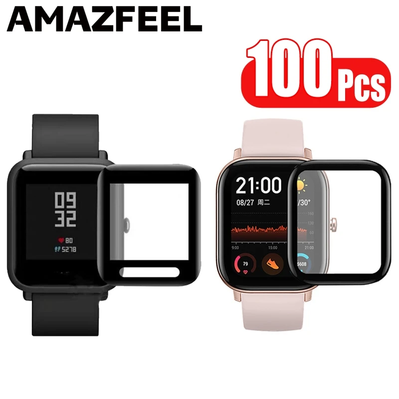 100 шт./упак. 3D пленки для Amazfit Bip GTS Защитная пленка экрана Huami Lite S изогнутая мягкая