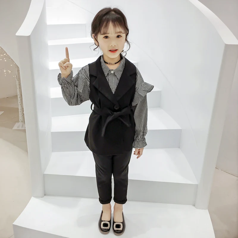 Girls Clothing Set Spring Autumn Palid Blouse + Vest + Pants 3 PCS Suits For 4-14Years Girls Cotton Kids Girls School Clothes 
Girls Clothing Set Spring Autumn Palid Blouse + Vest + Pants 3 PCS Suits For 4-14Years Girls Cotton Kids Girls School Clothes