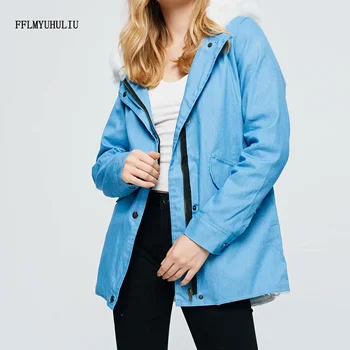 Autumn and winter new ladies denim cotton coat zipper long sleeve loose with fur collar hooded cotton coats casual short coats
Autumn and winter new ladies denim cotton coat zipper long sleeve loose with fur collar hooded cotton coats casual short coats