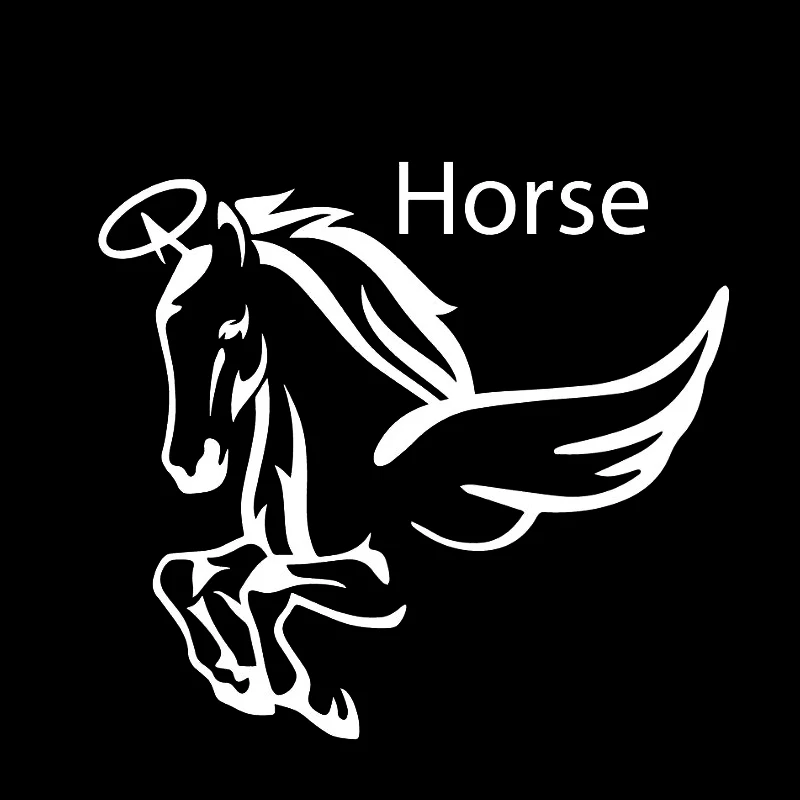 Фото 12 4*10 5 см лошадь Ангел Хранитель Стикеры силуэт наклейка черный/серебристый