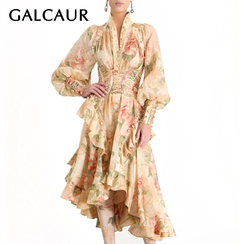 GLAMOUR Vintage Print Ruffle Dress For Women Stand Collar Lantern Long Sleeve High Waist Dresses Female Summer Fashion New 2019
GLAMOUR Vintage Print Ruffle Dress For Women Stand Collar Lantern Long Sleeve High Waist Dresses Female Summer Fashion New 2019