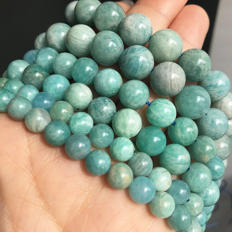 

Natural Gem Amazonite Stone Beads Round Loose Spacer Beads For Jewelry Making DIY Bracelet Necklace Earring 15"Inches 6/8/10mm