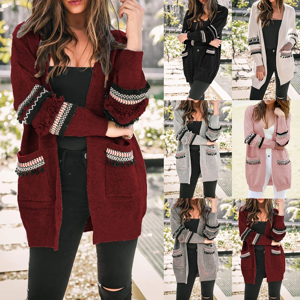 Women Patchwork Cardigan Sweaters 2019 Loose Winter Coat Modish Tricot Casual Pockets Feminino With Tassel Sweater Warm Tops
Women Patchwork Cardigan Sweaters 2019 Loose Winter Coat Modish Tricot Casual Pockets Feminino With Tassel Sweater Warm Tops