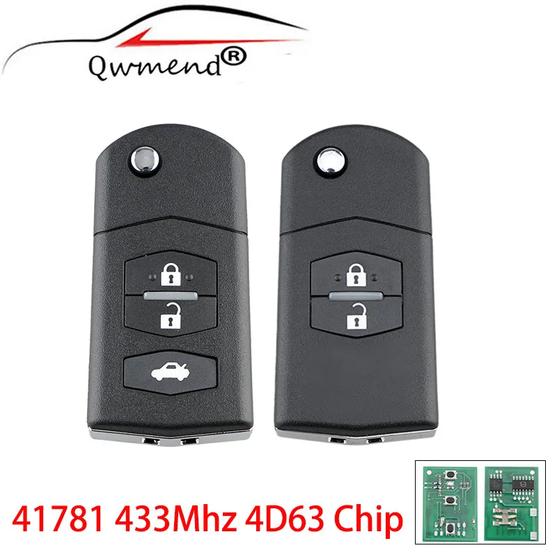 QWMEND 2/3 Buttons Car Remote Key for Mazda 3 BK Series 2006-2009, BT50 2006 Visteon 41781 Flip Smart Car Key 433Mhz 4D63 Chip
QWMEND 2/3 Buttons Car Remote Key for Mazda 3 BK Series 2006-2009, BT50 2006 Visteon 41781 Flip Smart Car Key 433Mhz 4D63 Chip