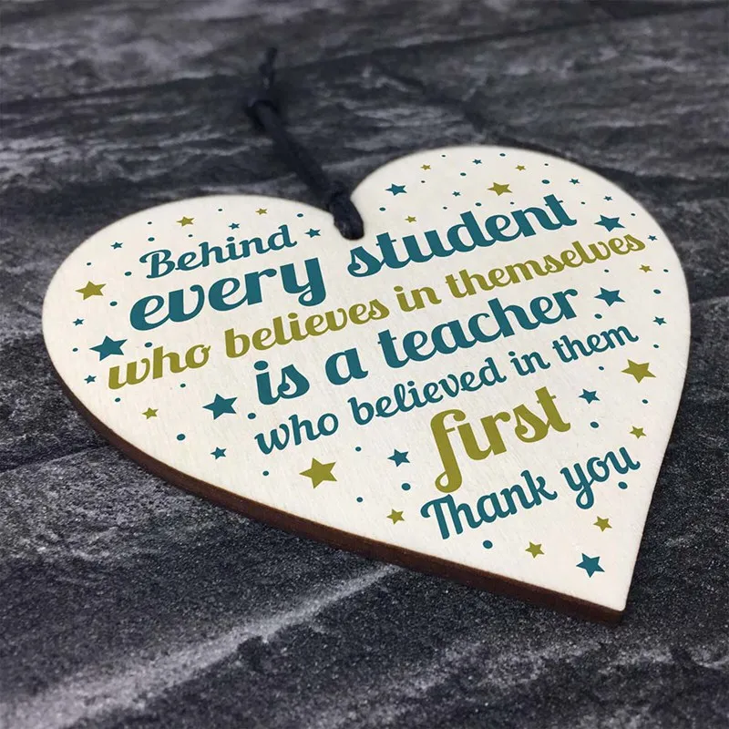 every student is a teacher wooden hanging pendant heart plaque