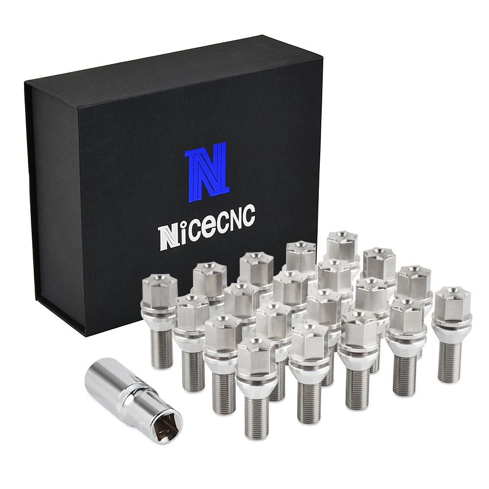 NICECNC 20 шт. титановые серебряные автомобильные наконечники болты M14 x 1 5 подходят