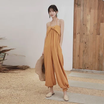 Sleeveless Jumpsuits Women Bow Solid Color Cotton Wild Ladies Jumpsuits Summer New 2020 Fashion Women Clothing
Sleeveless Jumpsuits Women Bow Solid Color Cotton Wild Ladies Jumpsuits Summer New 2020 Fashion Women Clothing