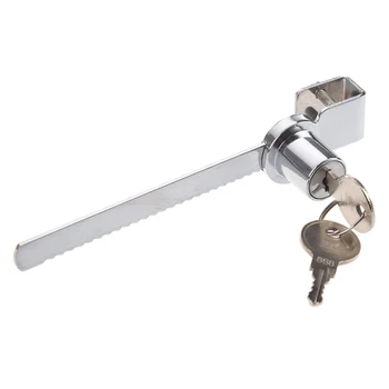 Office Glass Showcase Cabinet Counter Sliding Blade Saw Lock w Keys Silver Tone