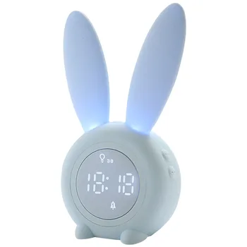 Touch Control Alarm Clock Gifts Kids Temperature Display Snoozing Night Light Sleep Trainer Rabbit Shaped Thermometer Children