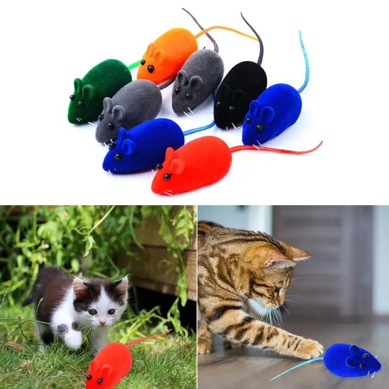 Creative Cat Toys Mini Sound Mouse Pet Kitten Toy Flocking Mouse Realistic Sound Plush Cat Rubber Interactive Toy