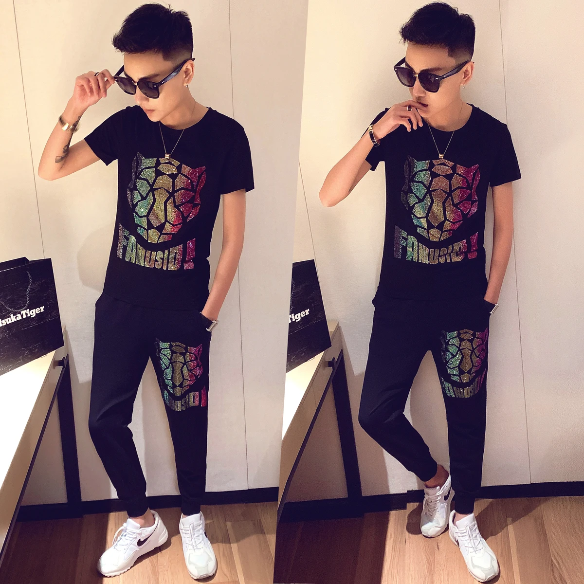 Tracksuit Men Two Piece Set Men Slim Fit Outfits Men Set High Quality Tracksuit Top Pant Men Spider Print Short Sleeve T Shirt
Tracksuit Men Two Piece Set Men Slim Fit Outfits Men Set High Quality Tracksuit Top Pant Men Spider Print Short Sleeve T Shirt