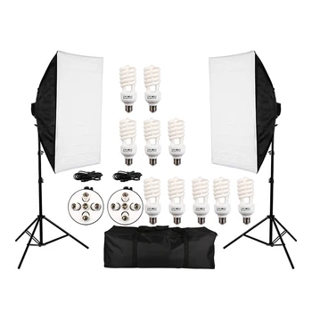 Photo Studio Video Continuous Lighting Kit Photography Light Stand Two 50 * 70cm Softbox Ten Bulbs Two Light Holder
Photo Studio Video Continuous Lighting Kit Photography Light Stand Two 50 * 70cm Softbox Ten Bulbs Two Light Holder