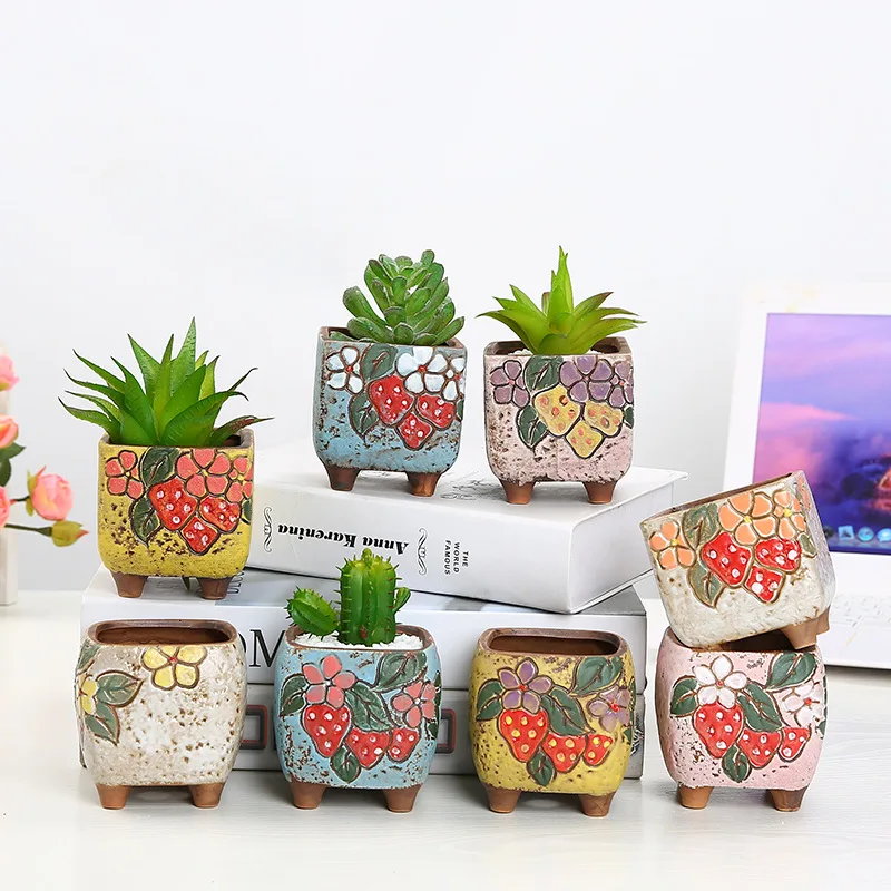 Creative Succulent Ceramic Flower Pot DIY Hand-painted Flower Pot Stoneware Breathable Desktop Color Square Succulent Pot
Creative Succulent Ceramic Flower Pot DIY Hand-painted Flower Pot Stoneware Breathable Desktop Color Square Succulent Pot