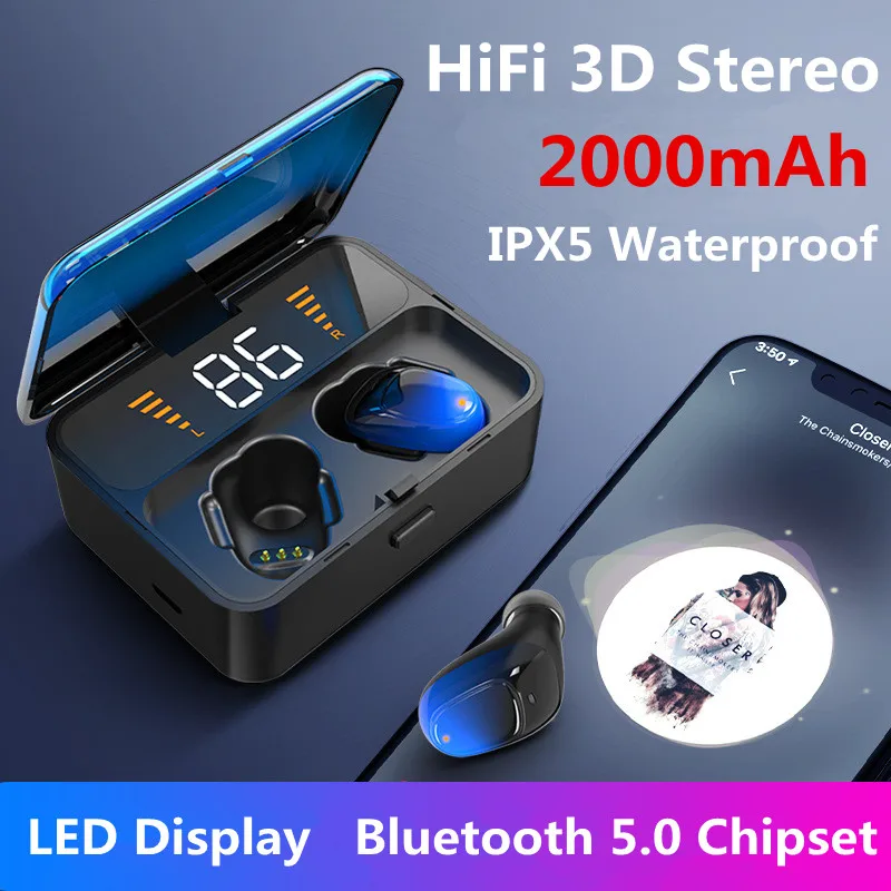 VIKEFON Bluetooth 5 0 наушники TWS IPX5 водонепроницаемые 3D стерео Беспроводные свободные