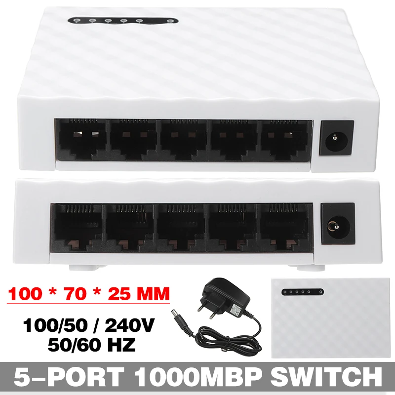 POHIKS 1 шт Высокое качество 5 Порты гигабитный коммутатор 10/100/1000 Мбит/с RJ45 Ethernet