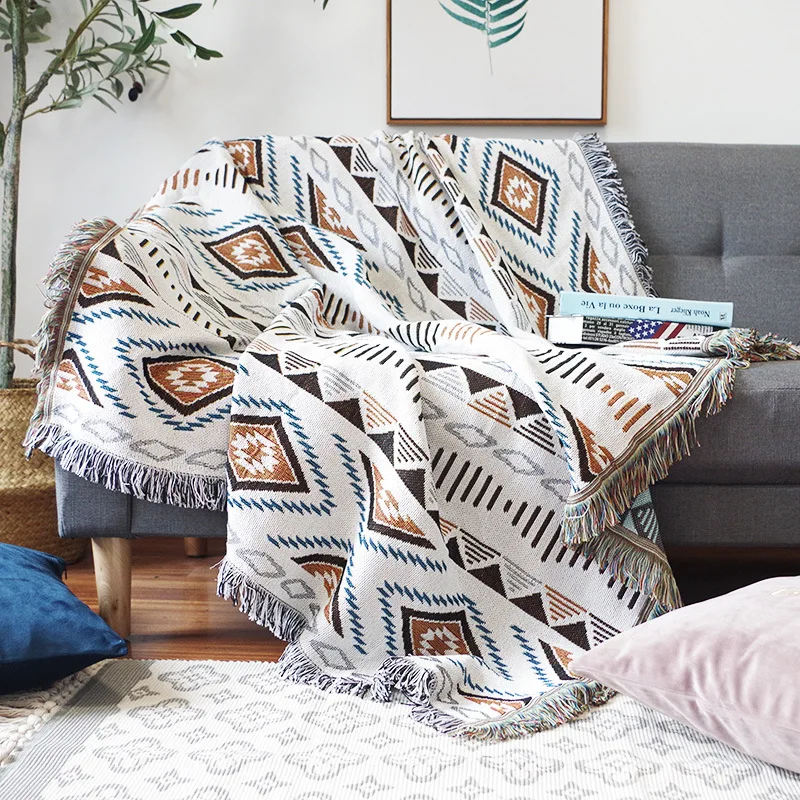 Фото Geometric Blanket Aztec Sofa Cover Stylish Nordic Bedspreads Reversible Throw Blankets for Couch Floor Rug Koce Home Decoration | Дом и сад