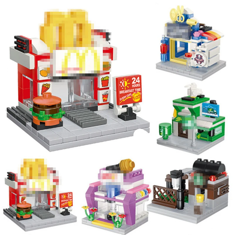 8pcs/lot Building Blocks Mini City Street View Hamburger Cafe Convenience Store Model Toys Bricks Architecture For Children Kid
8pcs/lot Building Blocks Mini City Street View Hamburger Cafe Convenience Store Model Toys Bricks Architecture For Children Kid