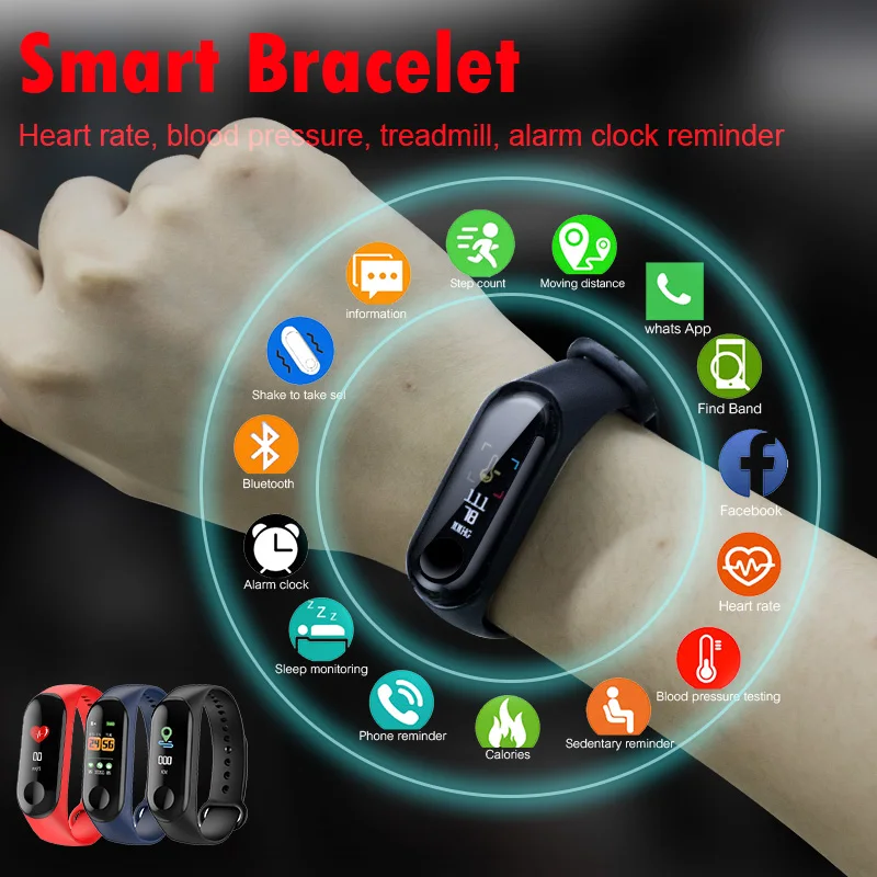 M3 Smart Band Wristband Health Heart rate/Blood/Pressure/Heart Rate Monitor/Pedometer Sports Bracelet for Men Women Smart Band
M3 Smart Band Wristband Health Heart rate/Blood/Pressure/Heart Rate Monitor/Pedometer Sports Bracelet for Men Women Smart Band