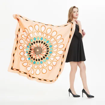 130*130cm TOP Silk orange Floral luxurious Scarves Women Foulard Square Hijab Scarf Ladies Shawl wrap muffler pareo female hijab
130*130cm TOP Silk orange Floral luxurious Scarves Women Foulard Square Hijab Scarf Ladies Shawl wrap muffler pareo female hijab