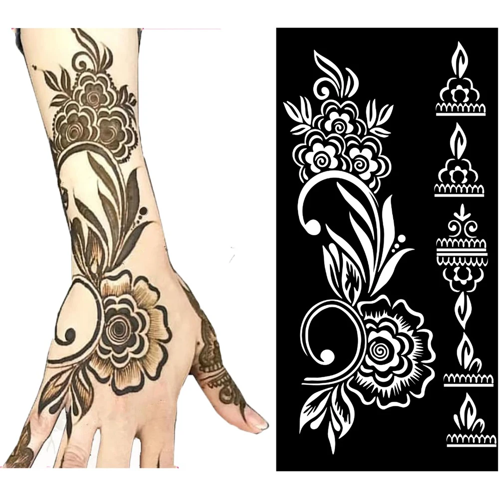Фото Temporary Tattoo Stencil Henna Hollow Drawing Template Fashion Design For Hand Arm Leg Body Art Woman Girl Kids | Красота и здоровье