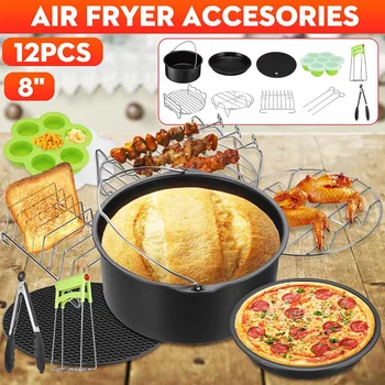12Pcs Air Fryer Accessories 8 Inch for 4.2-6.8QT Air Fryer Oven Baking Basket Pizza Plate Grill Pot Kitchen Cooking Tools 
12Pcs Air Fryer Accessories 8 Inch for 4.2-6.8QT Air Fryer Oven Baking Basket Pizza Plate Grill Pot Kitchen Cooking Tools