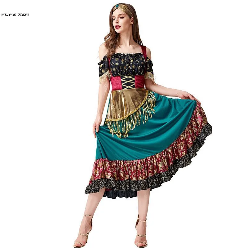 M-XL Women Gypsy Girl Cosplay For Female Halloween Gypsy Traditional Costumes Carnival Purim Nightclub Bar Role Play Party Dress 
M-XL Women Gypsy Girl Cosplay For Female Halloween Gypsy Traditional Costumes Carnival Purim Nightclub Bar Role Play Party Dress